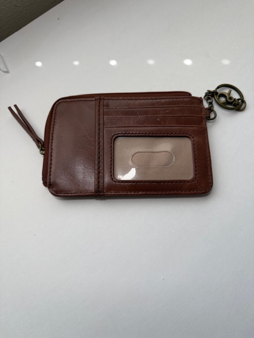The Sak Brown Embossed Leather Card Wristlet with Keyring - Picture 3 of 5